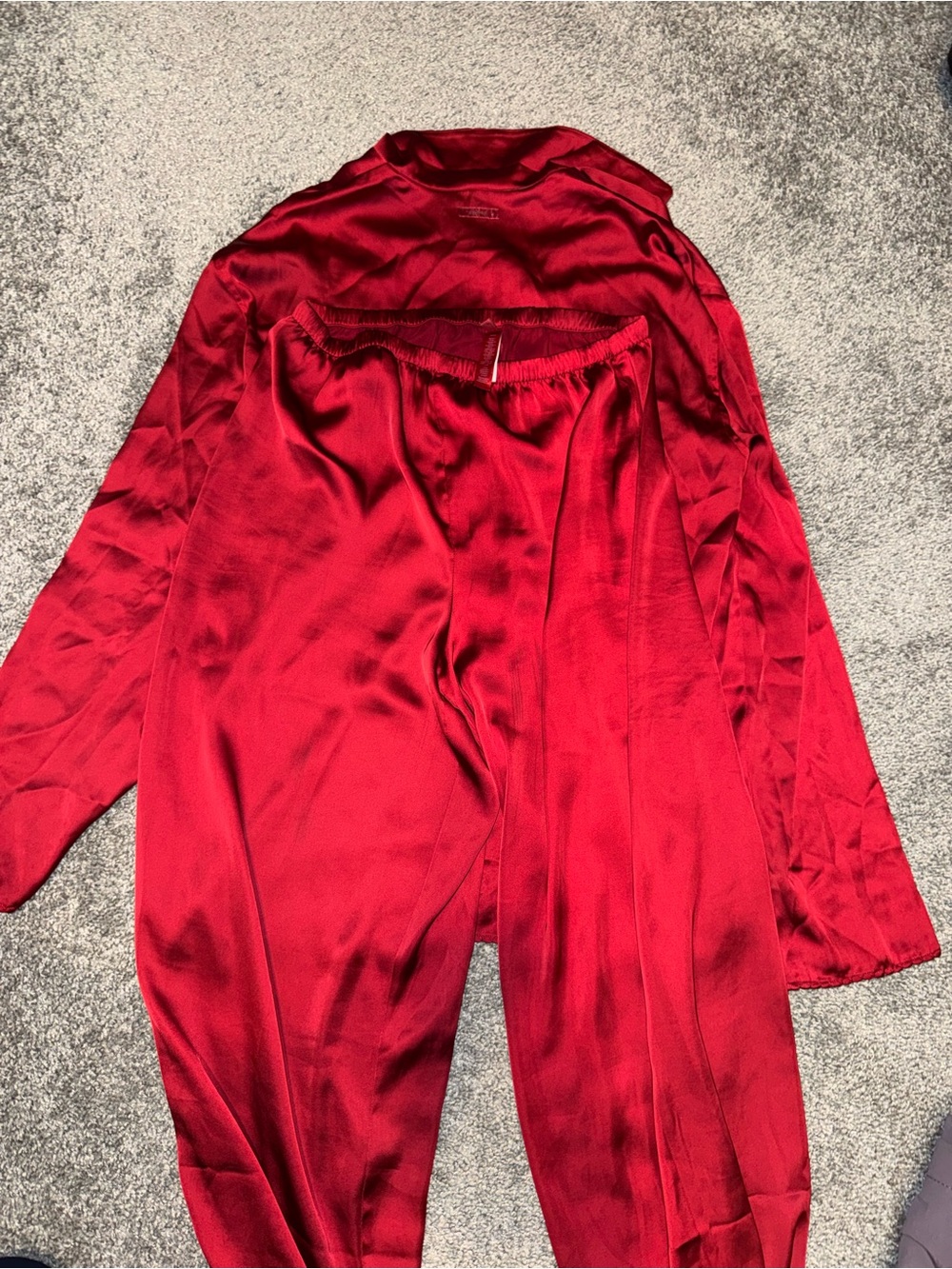 Skims Woven Shine pajama set in red